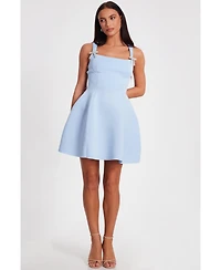Quiz Women's Scuba Foam Mini Dress with Diamante Bow Detail