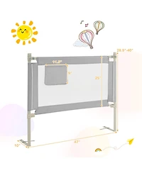 Toddler Bedrail with Side Pocket and 24 Adjustable Heights