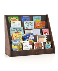 5 Tier Kids Bookshelf with Anti-Tipping Device Kids-friendly Height for Bedroom