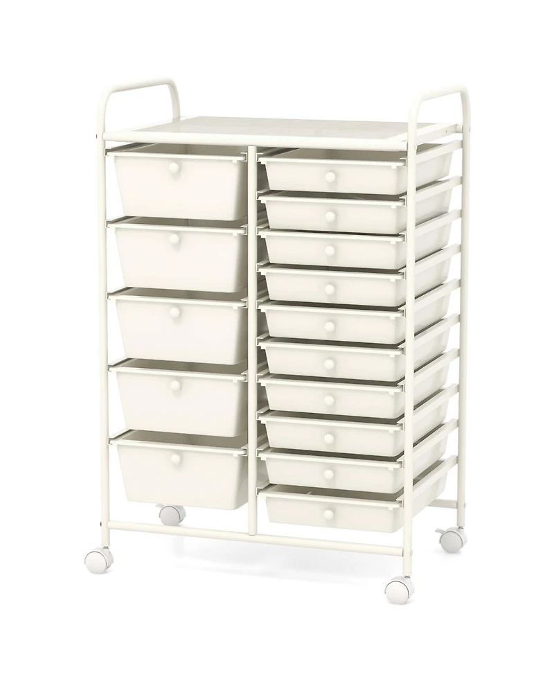15-Drawer Utility Rolling Organizer Cart Multi-Use Storage