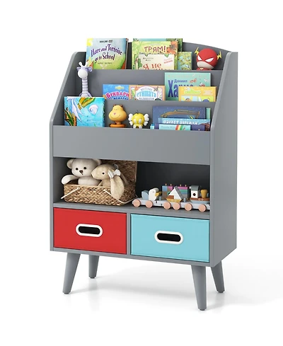 Kids Bookshelf with Open Compartment for Toddlers Easy Access to Books and Toys
