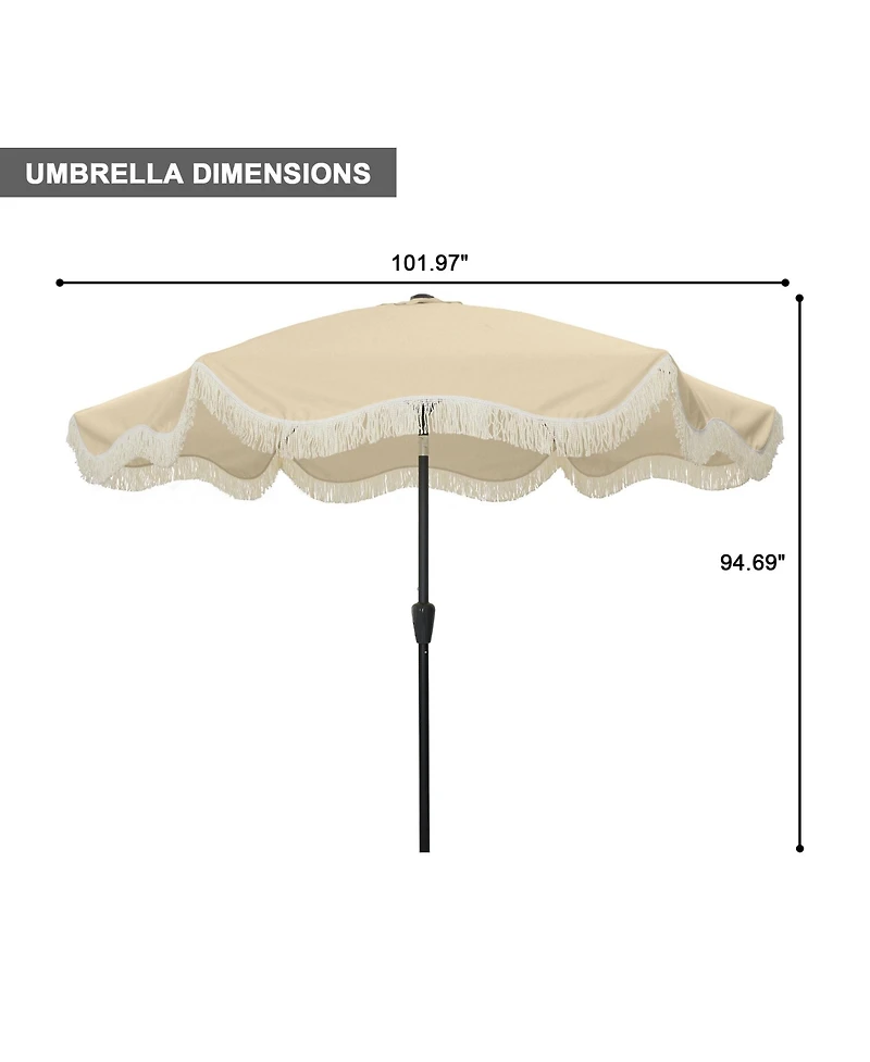 9 ft. Unique Design Crank Outdoor Patio Market Umbrella Beige with Full Fiberglass Rib and Base