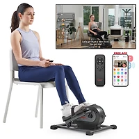Sunny Health & Fitness Smart Motorized Mini Elliptical Trainer, Indoor Under-Desk Pedal Exerciser with Free SunnyFit App via Bluetooth