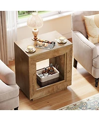 Tribesigns 24" Farmhouse End Table, 2 Tiered Side Table with Shelf Storage