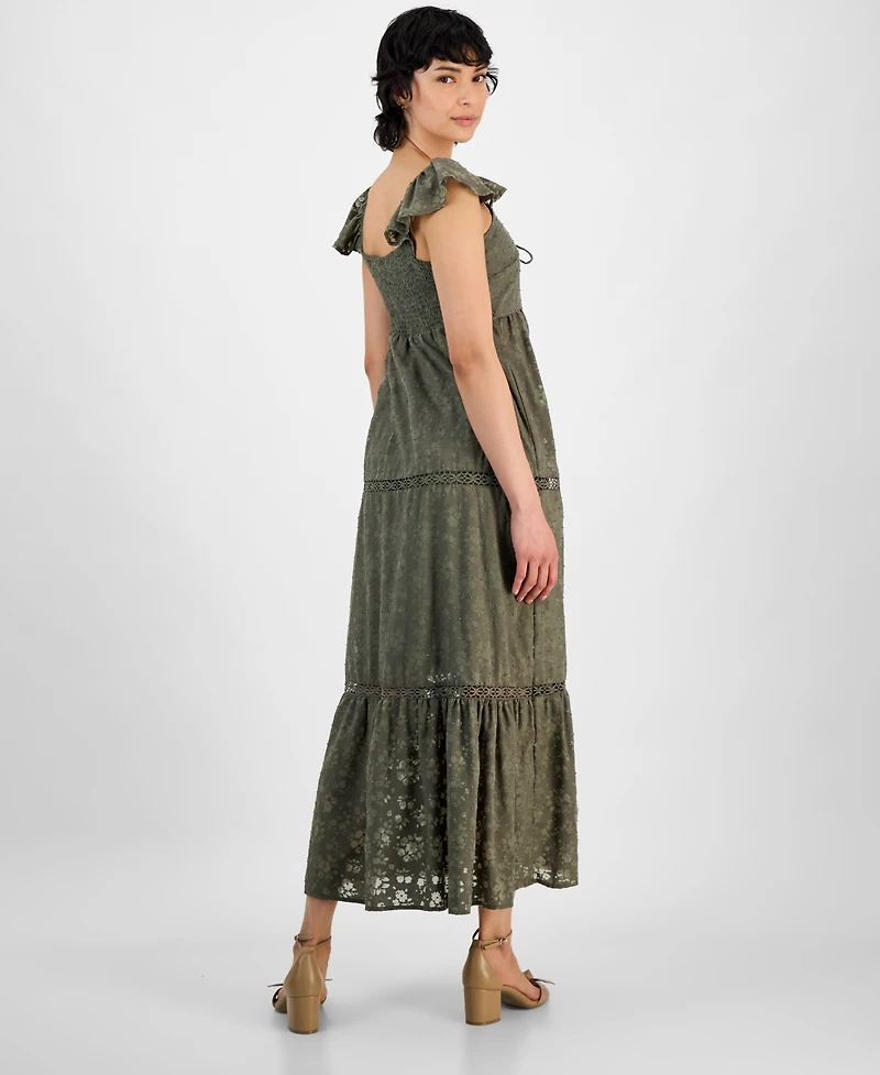 And Now This Women's Empire-Waist Crochet-Trim Midi Dress, Exclusively at Macy's