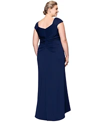 Xscape Plus Asymmetric Evening Gown