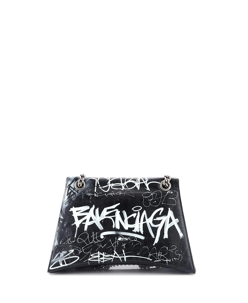 Pre-Owned Balenciaga Medium Graffiti Crush Chain Flap Bag Leather