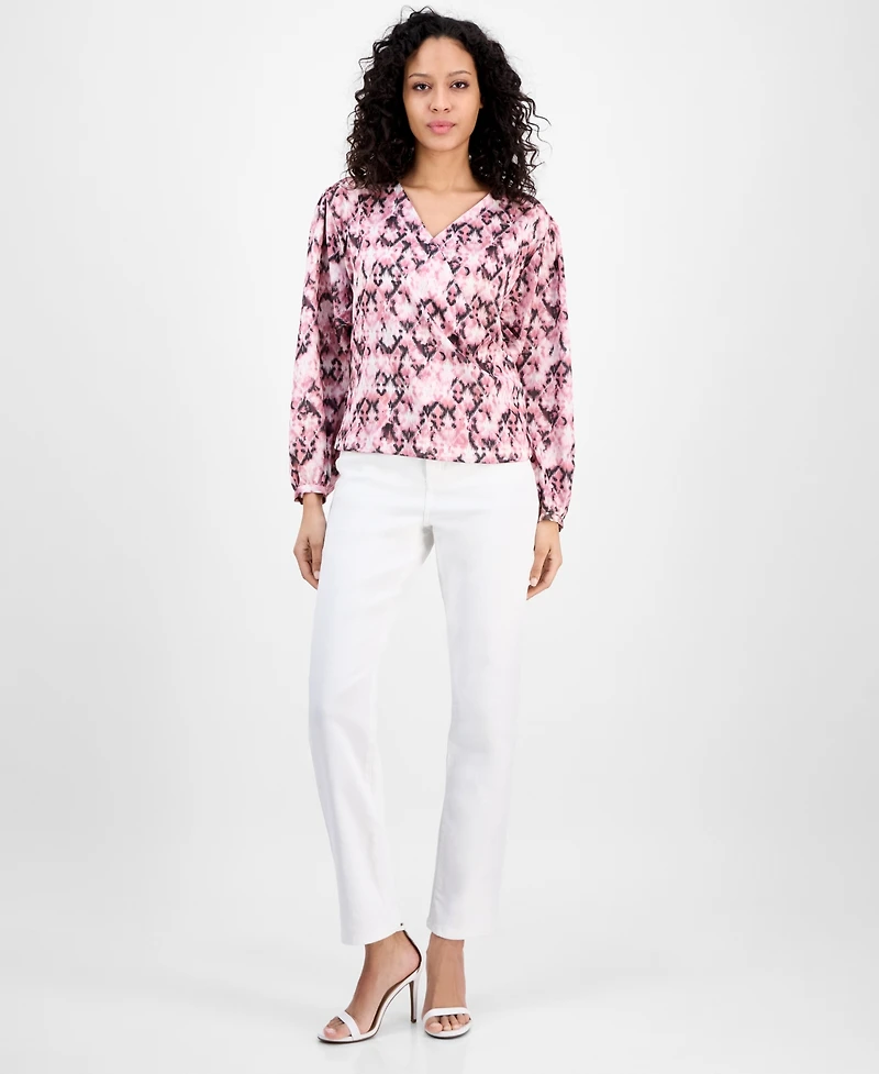 Boss Orange Women's Printed Long-Sleeve V-Neck Blouse