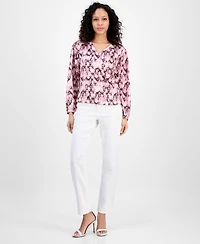 Boss Orange Women's Printed Long-Sleeve V-Neck Blouse