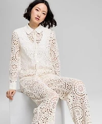 Now This Womens Crochet Woven Blouse Pants Exclusively At Macys