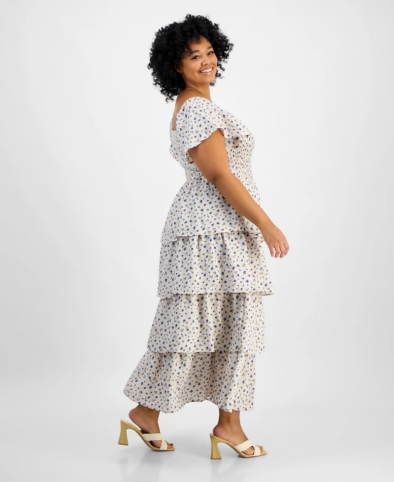 And Now This Trendy Plus Size Tiered Floral Maxi Dress, Exclusively at Macy's