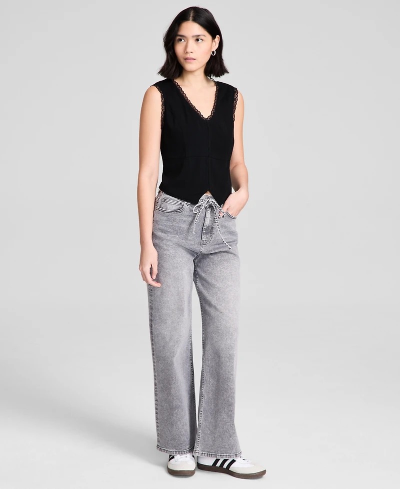 And Now This Women's Lace-Trim V-Neck Woven Vest, Exclusively at Macy's