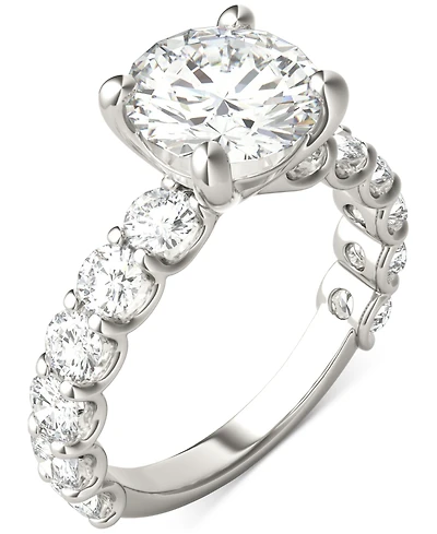 Charles & Colvard Moissanite Solitaire Trellis-Set Side Stone Ring (3-3/4 ct. t.w.) 14k White Gold