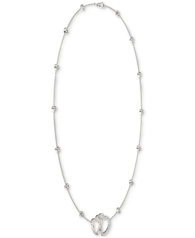 Charles & Colvard Moissanite Linked Hearts Pendant Necklace (3/8 ct. t.w.) in Sterling Silver, 18"