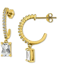 Giani Bernini Cubic Zirconia Charm Hoop Earrings (3-5/8 ct. t.w.) 18k Gold-Plated Sterling Silver, Exclusively at Macy's (Also available Sterlin
