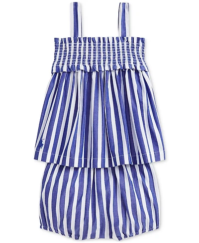 Polo Ralph Lauren Baby Girls Striped Cotton Poplin Top & Bloomer Set