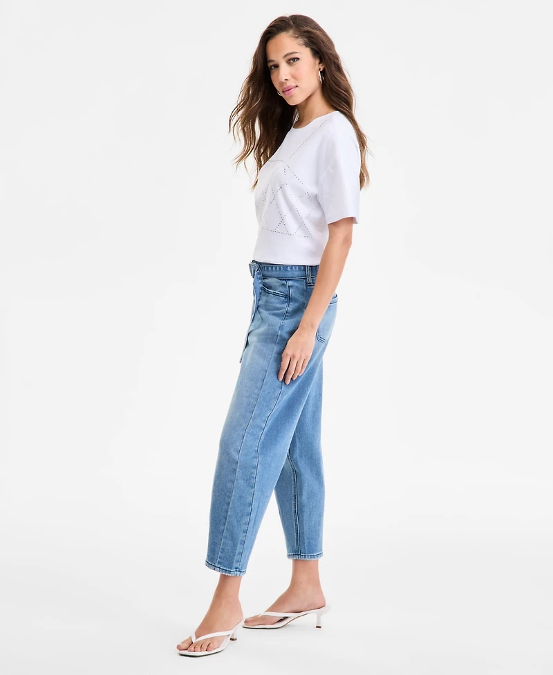 Bar Iii Women's High-Rise Barrel-Leg Jeans, Exclusively at Macy's