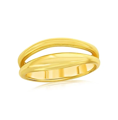 Sterling Silver, Gold Plated High-Polished Double Row Ring