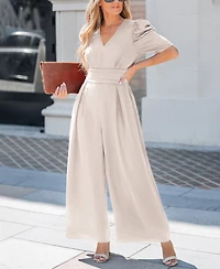 Cupshe Women's V-Neck Wide Leg Jumpsuit