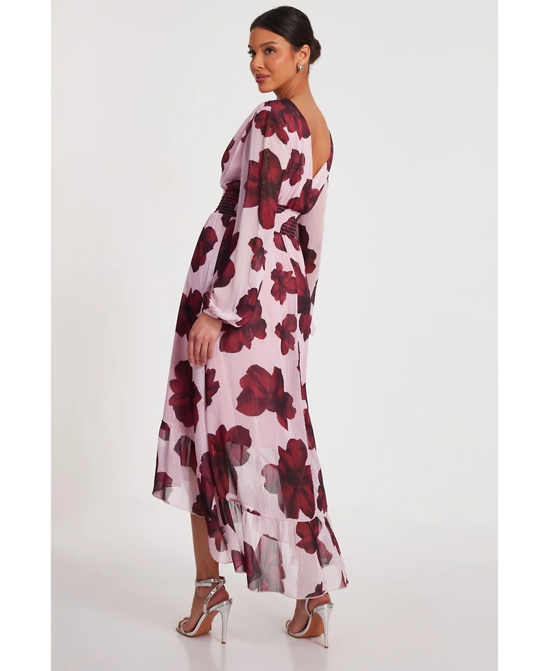 Quiz Women's Floral Midi Dip Hem Dress