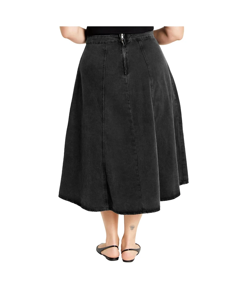 Plus Denim Hi Lo Skirt