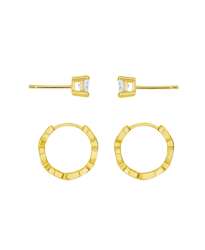 and Now This Cubic Zirconia Stud Hoop Earring Set