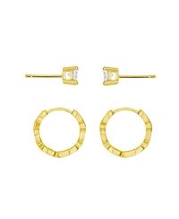 and Now This Cubic Zirconia Stud Hoop Earring Set