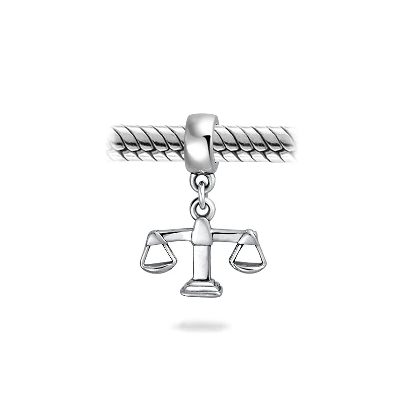 Bling Jewelry Judge Lawyer Scales Of Justice Libra Zodiac Dangle Charm Bead Sterling Silver