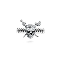 Bling Jewelry Halloween Pirate Skull & Cross Swords Charm Bead Sterling Silver European Bracelet