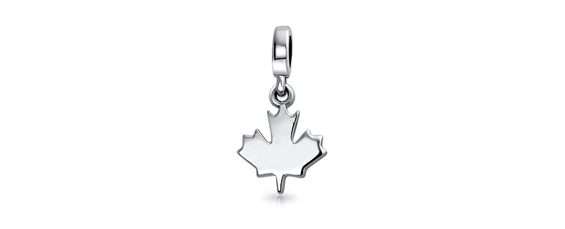 Bling Jewelry Canadian Maple Leaf Dangle Charm Bead European Bracelet Oxidized Silver