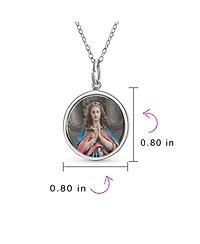 Bling Jewelry Oval Religious Medal Virgin Mary Pendant Necklace in Sterling Silver