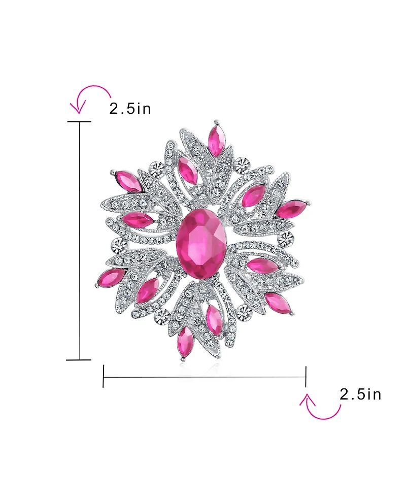 Bling Jewelry Crystal Flower Art Deco Brooch Pin Scarves