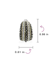Bling Jewelry Bali Style Caviar Beading Crystal Half Hoop Clip-On Earrings 14K Gold Plated Brass