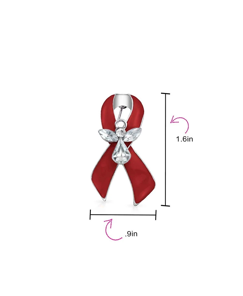 Bling Jewelry Guardian Angel Cancer Awareness Ribbon Brooch Pin - Crystal Enamel Support Symbol