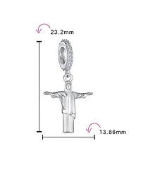 Bling Jewelry Tourism Brazil Christo Redentor Jesus Dangle Charm Bead Sterling Silver Bracelet