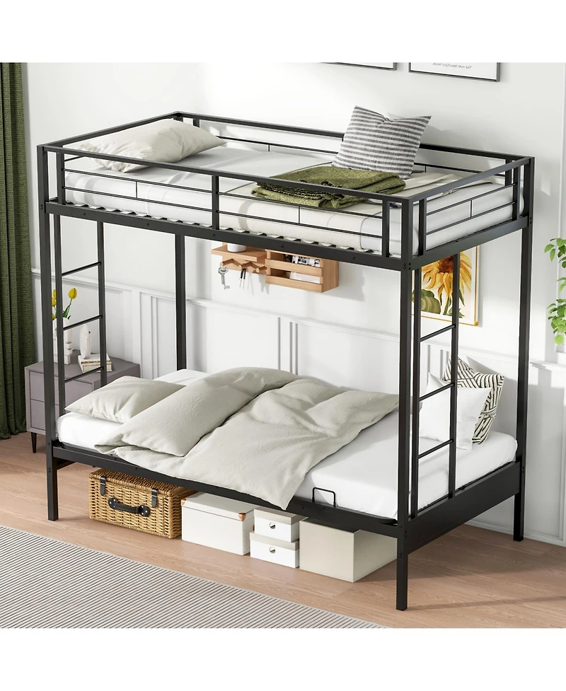 Sturdy Futon Bunk Bed with Two Ladders and Comfortable Seating