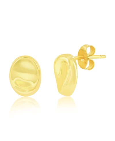 Sterling Silver, Polished Oval Stud