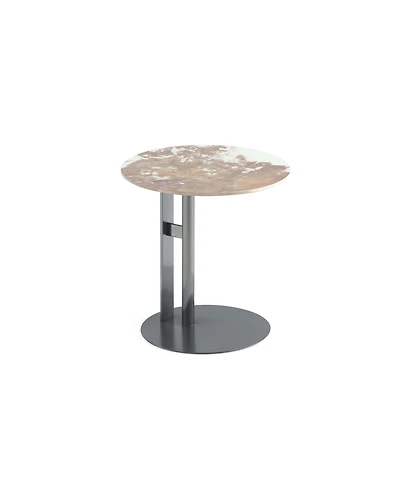 Manhattan Comfort Alondra 19.68" Modern Round Sintered Stone Top End Table