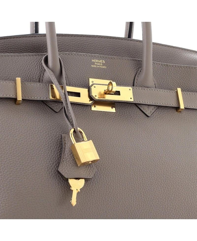 Pre-Owned HERMES Birkin 30 Handbag Grey Togo with Gold Hardware