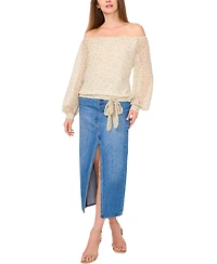 Vince Camuto Women's Floral Off-The-Shoulder Long-Sleeve Tie-Front Blouse