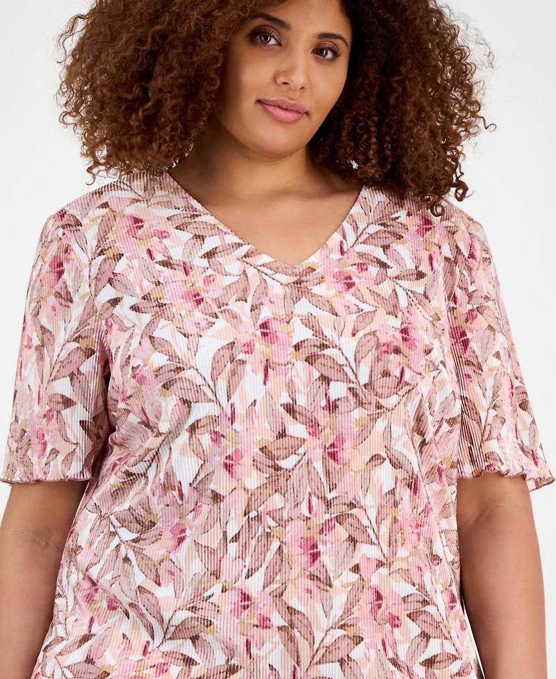Connected Plus Size V-Neck Asymmetric-Tier Sheath Dress