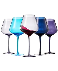 The Wine Savant Colors of Santorini Greece Wine Glasses, Set of 5