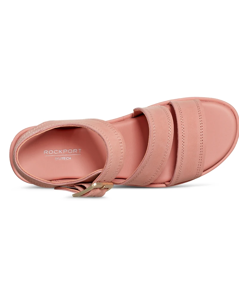 Rockport Women's Anala Strappy Open Toe Casual Wedge Sandals