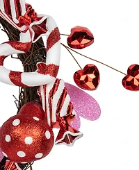 Candies and Hearts Valentine's Day Wreath Unlit, 16"
