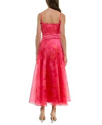 Taylor Women's Printed Pleated Sleeveless Midi Dress