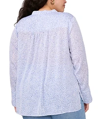 Vince Camuto Plus Split-Neck Long-Sleeve Blouse