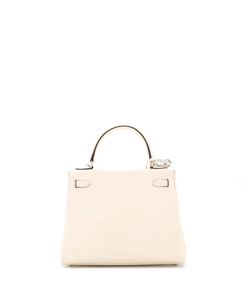 Pre-Owned HERMES Kelly 25 Handbag Light Swift with Palladium Hardware