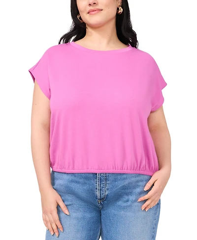 Vince Camuto Plus Size Elastic-Hem Cap-Sleeve Top