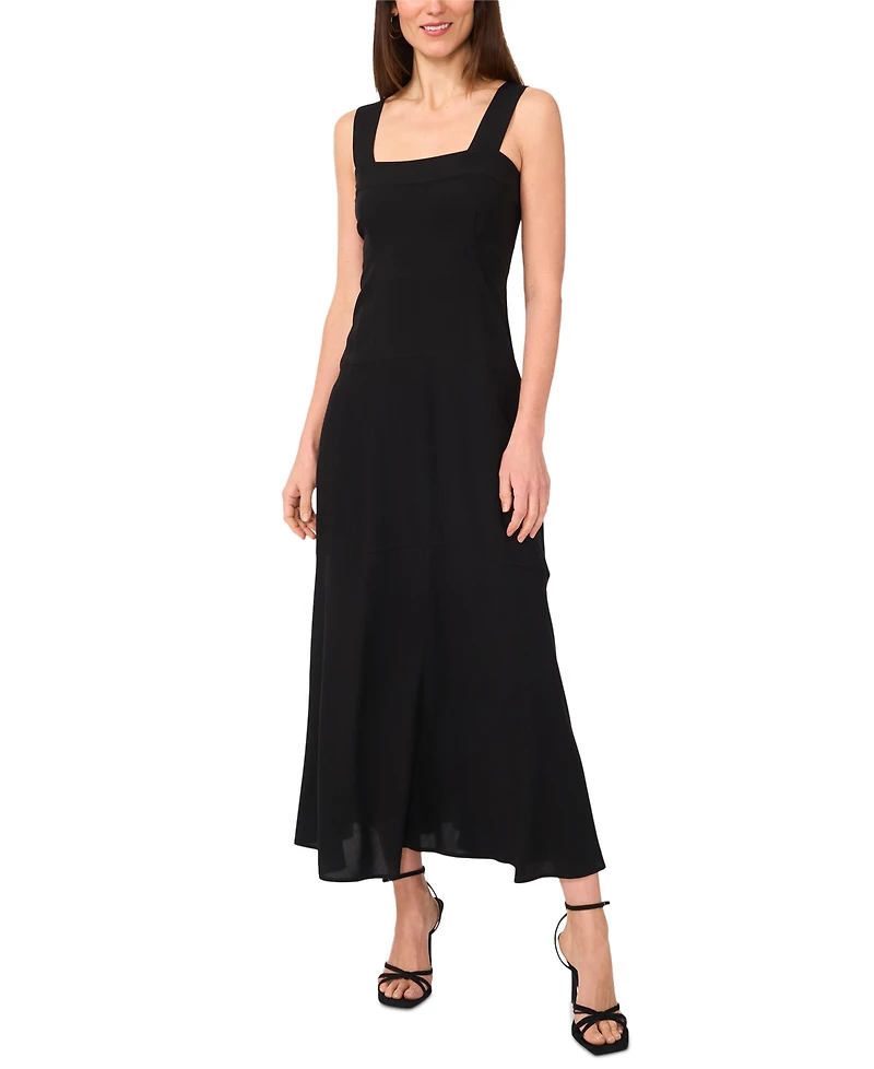 Vince Camuto Women's Challis Square-Neck Smocked-Back Sleeveless Maxi Dress