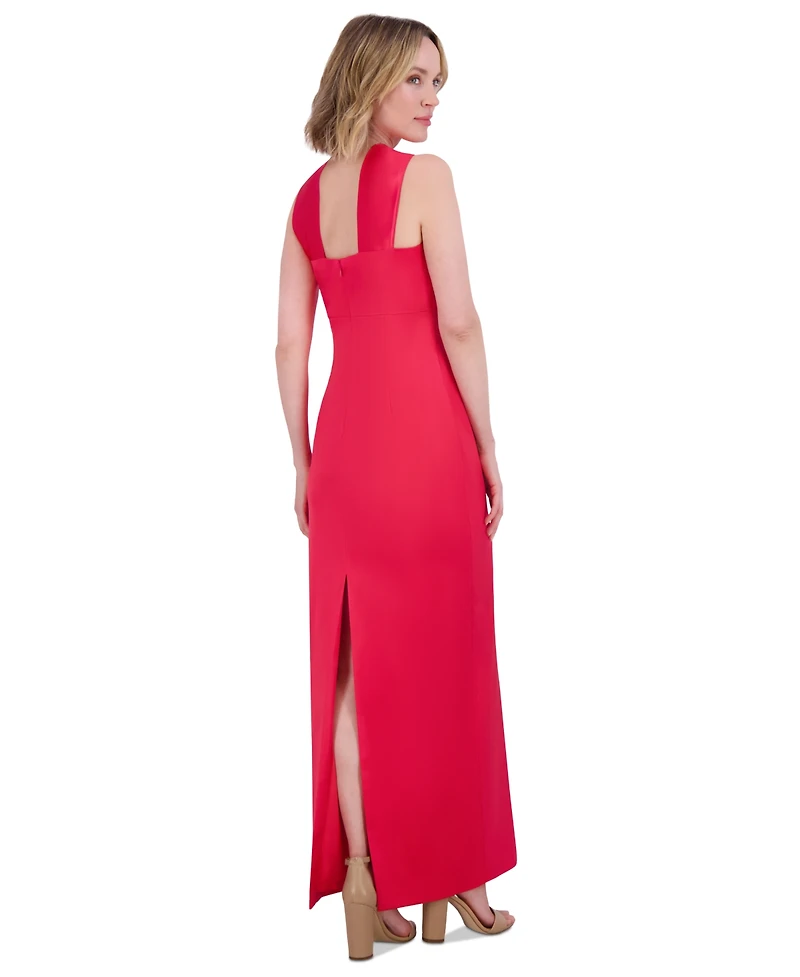 Eliza J Women's Twisted Halter Sleeveless Satin Gown